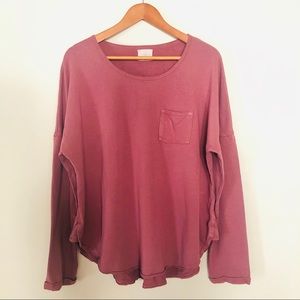 Anthropologie T.LA Berry Pocket Long Sleeve Shirt